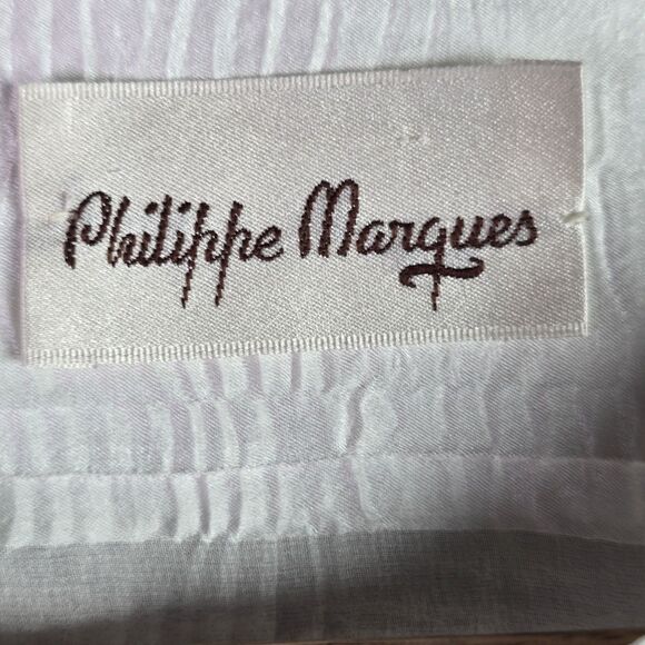 Philippe Marques White Studded Pleated Blouse 10 Long Sleeve USA - Picture 3 of 12